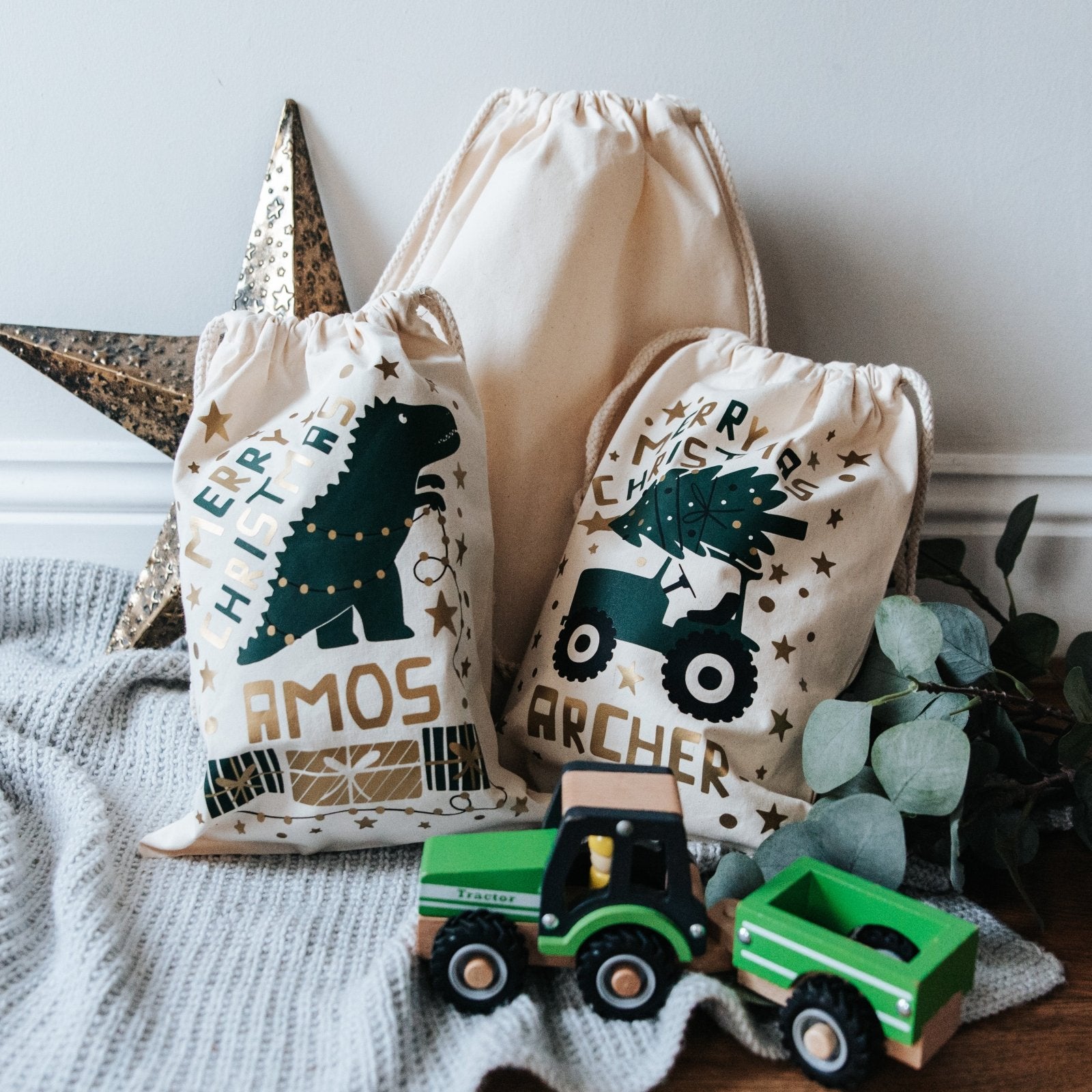 Personalised Dinosaur Children&#39;s Christmas Sack - I am Nat Ltd - Christmas Sack