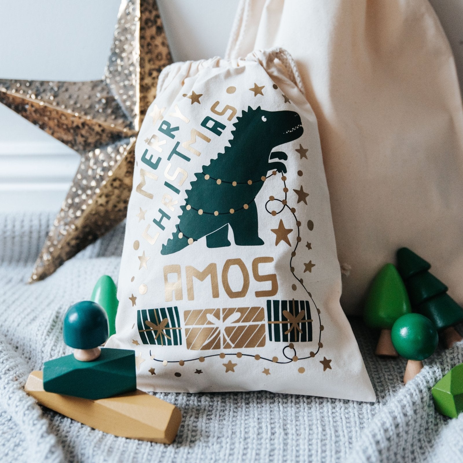 Personalised Dinosaur Children&#39;s Christmas Sack - I am Nat Ltd - Christmas Sack